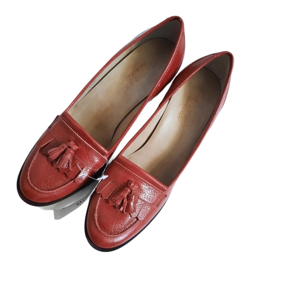 Talbots Shoes Talbots Red Leather Tassel Heel Loafers Poshmark
